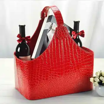 

Leather hand bag gift basket storage baskets snacks fruit set debris blue holiday supplies