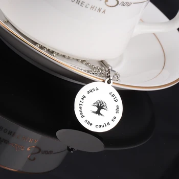 

FLYANGEL Pendant Necklace Chain Fashion Jewelry Engraved Life Tree She Believed She Could Graduation Gifts Women Necklace Gifts