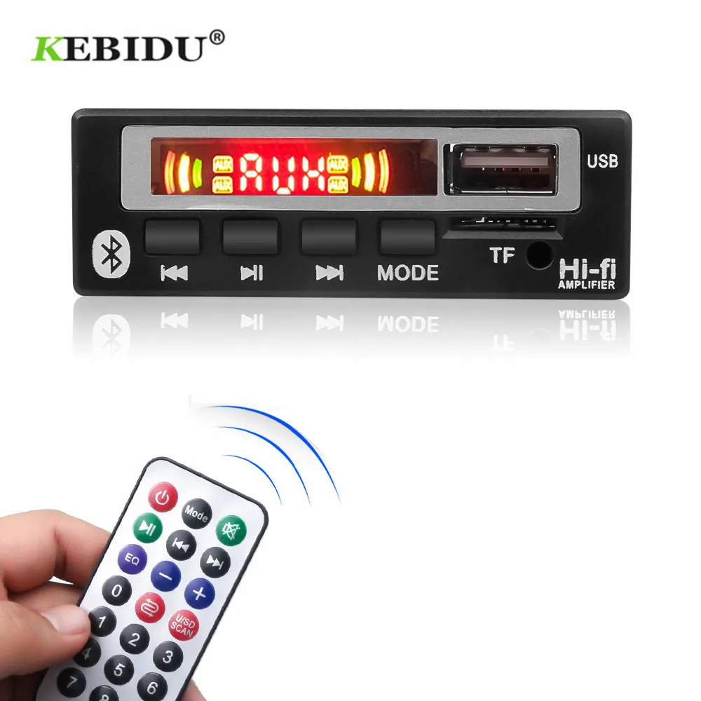 KEBIDU Bluetooth 5,0 MP3 WMA WAV декодер доска 5 в 12 В беспроводной аудио модуль цветной экран USB TF FM радио для автомобиля аксессуары