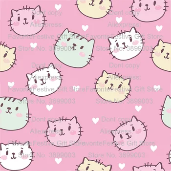 

Lovely pink Kitty Cat Fabric rayon Cotton Fabric Cat kawaii Head bow Printed Cotton Fabric Sewing Patchwork DIY Children Dress