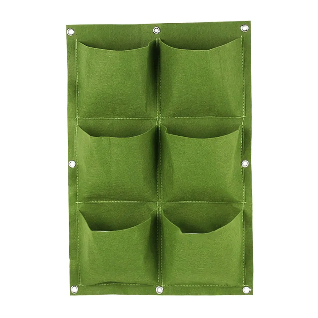 Green 6 pockets Карманная настенная Нетканая войлочная посадочная сумка вертикальная садовая сеялка вешалки для выращивания цветов на открытом воздухе в помещении контейнерные горшки - Цвет: Green 6 pockets