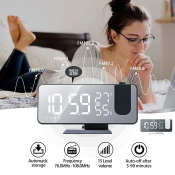 

LED Digital Alarm Clock Radio Projection Temperature And Humidity Display Clock H88F