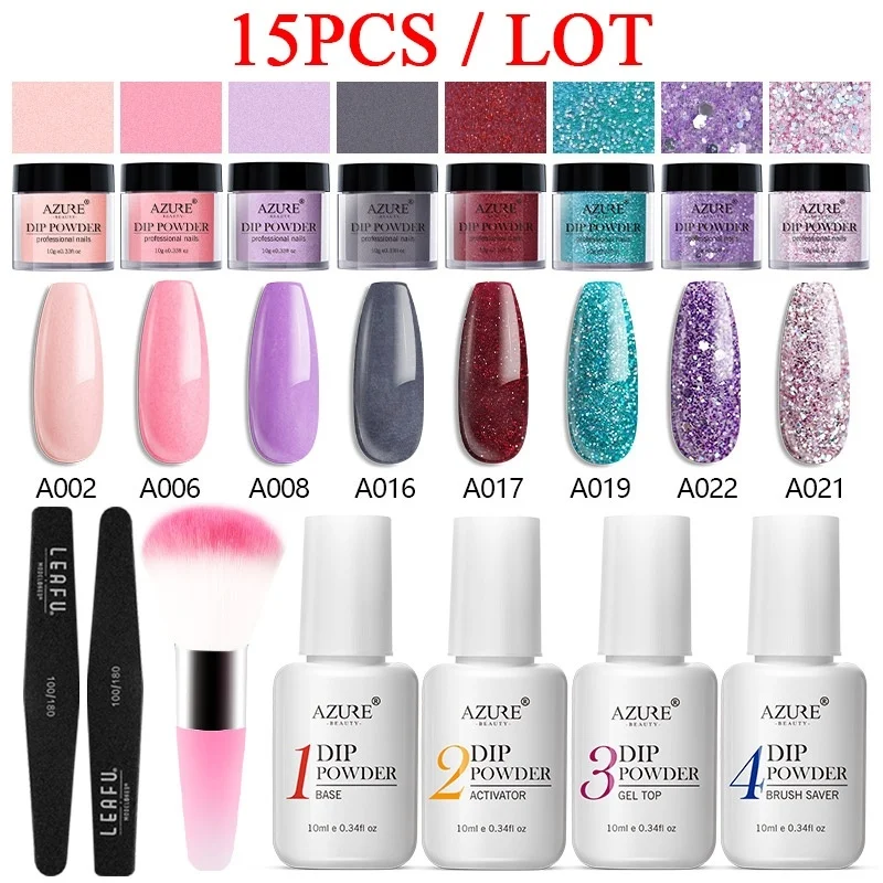 AZURE BEAUTY 15 шт./лот блестящий градиентный цвет пудра основа для ногтей топ гель
