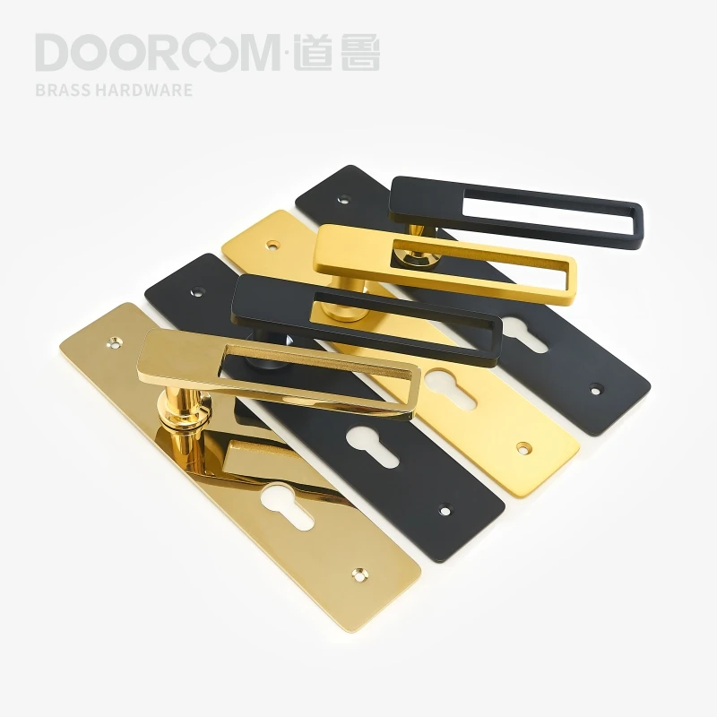 Dooroom латунный дверной рычаг ультра-тонкий бесшумный черный золотой интерьер спальня ванная комната деревянный дверной замок набор длинная пластина