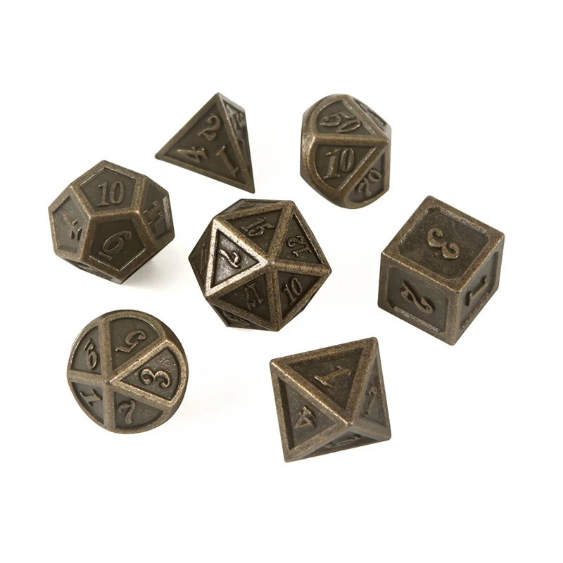 7 шт./компл. металлические многогранные игральные кости D4 D6 D8 D10 % D12 D20 игры TRPG DND