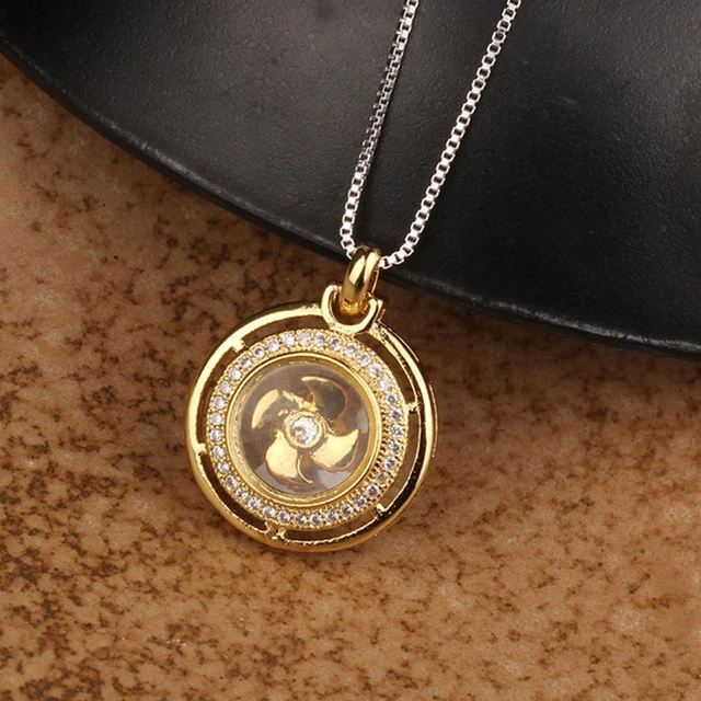 New Arrival Rotatable Windmill Pendant Necklace AAA Cubic Zirconia Pave Gold Silver Color Crystal Necklace Jewelry Women Men Style 3
