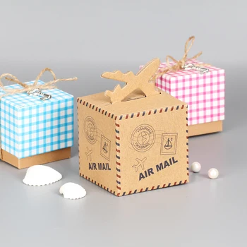 

10pcs Sweet Bags Wedding Favor Gifts Decoration Event Party Supplies Christmas Travel Paper Box Vintage Mini Suitcase Candy Box