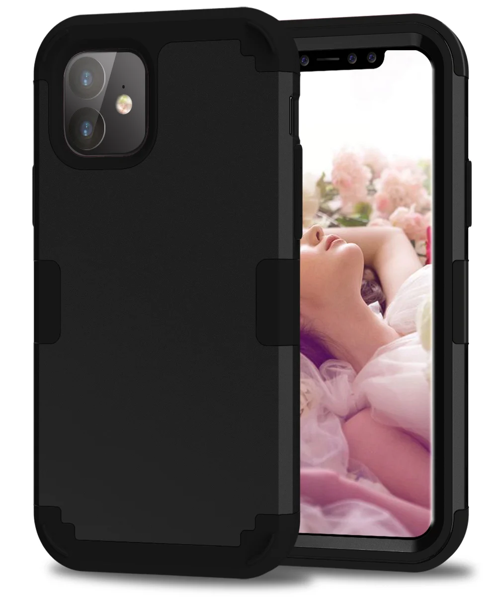 Роскошные 3 в 1 слоя чехол для телефона для iphone 11 чехол Гибридный защитный резиновый противоударный Беспроводной зарядки для iphone 11 Pro в виде ракушки