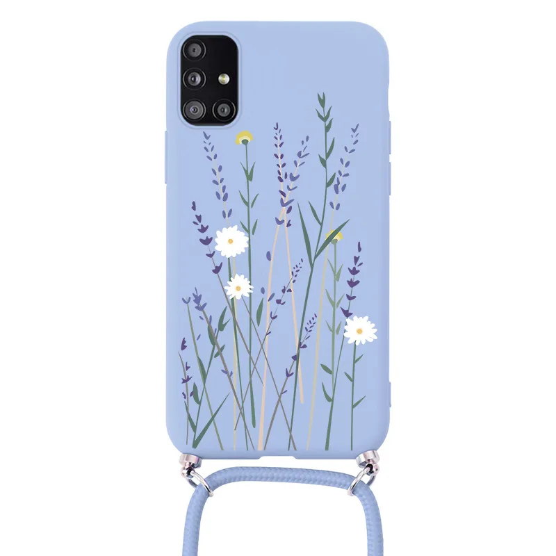 For Samsung Galaxy A51 A 51 Case 4G Flower Chain Necklace Strap Cord Lanyard Soft Silicone Fundas For Samsung Galaxy51 Bumper kawaii phone cases samsung