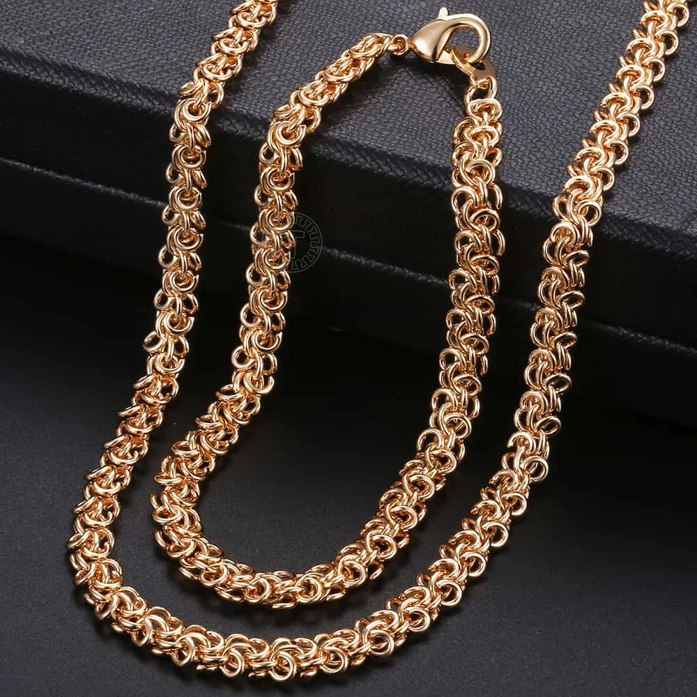 Männer frauen Schmuck Sets Swirl Link Kette 585 Rose Gold Halskette Armband Set Für Männer Frau Schmuck Hot party Geschenke 6mm KCS05