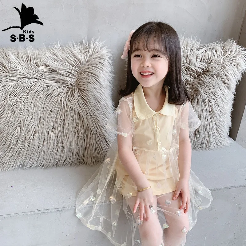 Детская одежда 2020 летний костюм для девочек детское Сетчатое платье с вышивкой в