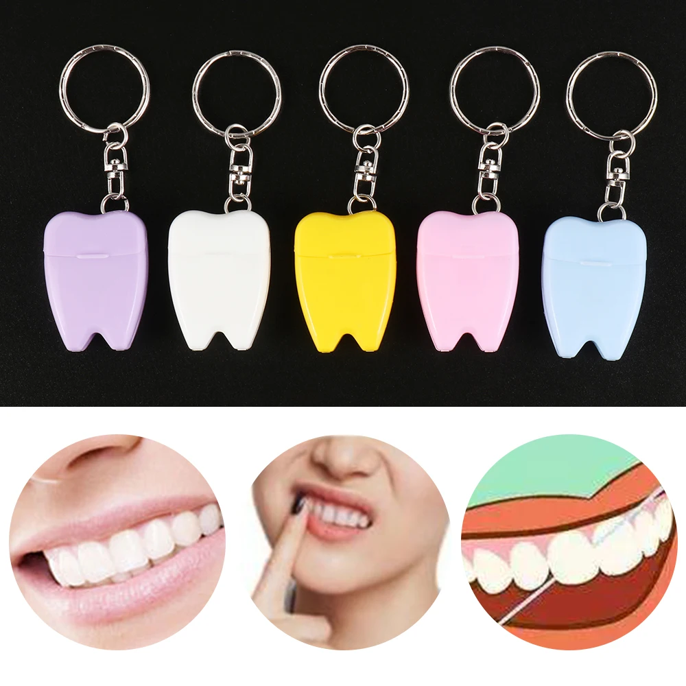 

Random Color Portable Dental Floss Teeth Clean*Key Ring Keychain Travel 15M Random Colour 15m
