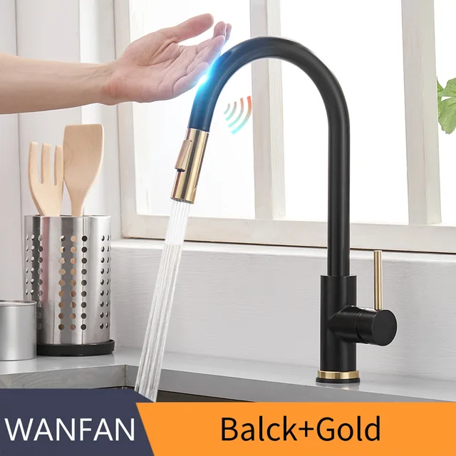 Pull Out Brush Nickel Sensor Kitchen Faucets Stainless Steel Smart Induction Mixed Tap Touch Control Sink Tap Torneira De KH1026 8