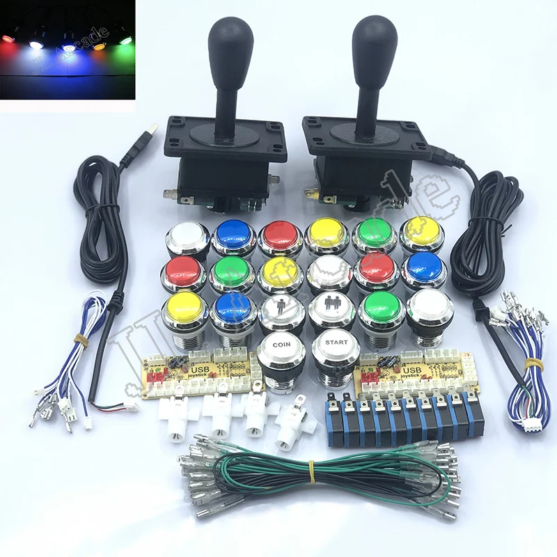 tell me your color Аркада jostick botones Нулевая задержка аркадный Шкаф DIY Набор для 5 в led кнопочный ZIPPY джойстик 1 и 2 игрока кнопка запуска монет - Цвет: tell me your color