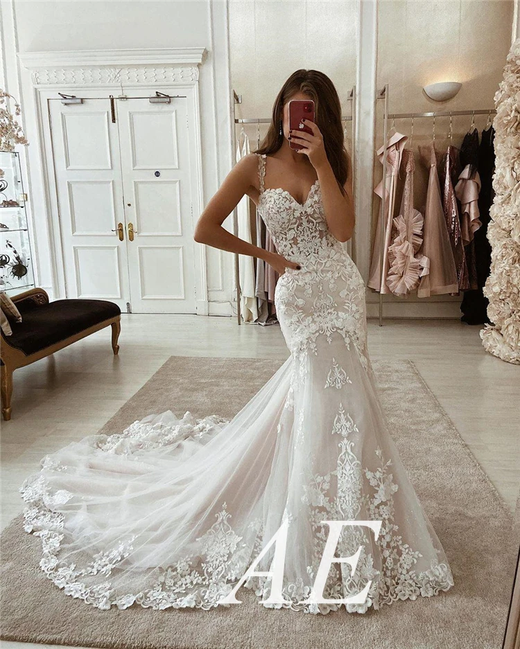 Vintage Mermaid Wedding Dresses Lace 