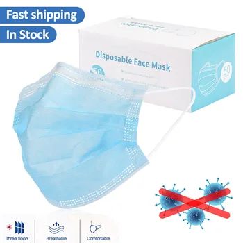

100/50 Pcs Disposable Face Mask Non-woven 3 Layer Anti-Pollution Elastic Facial Masks Dust-Proof Earloop Safety Masks