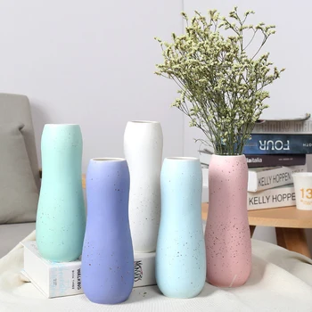 

Fashion Macaron Ceramic Flower Vase Home Decoration Figurine Crafts Miniature Model Birthday Gifts Ornaments Flowerpots Decor