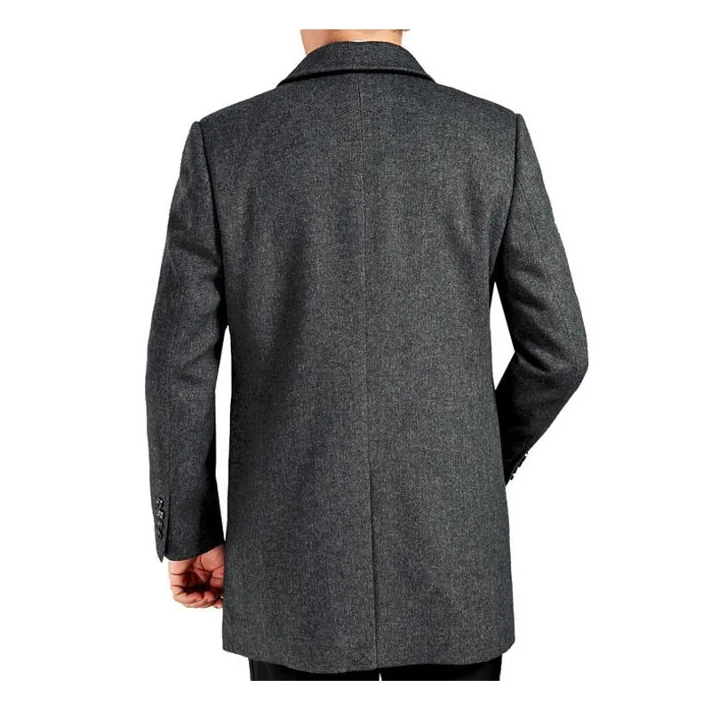 New Autumn Winter Middle Age Men's Cashmere Coat Men Wool Trench Male Turn Down Collar Single Breasted Woolen Outerwear