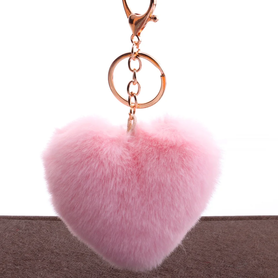 

Love-shaped Fur Ball Key Chain Fur Peach Heart Fur Ball Pendant Fashion Handbags Accessories Gifts Cute Plush Keychain