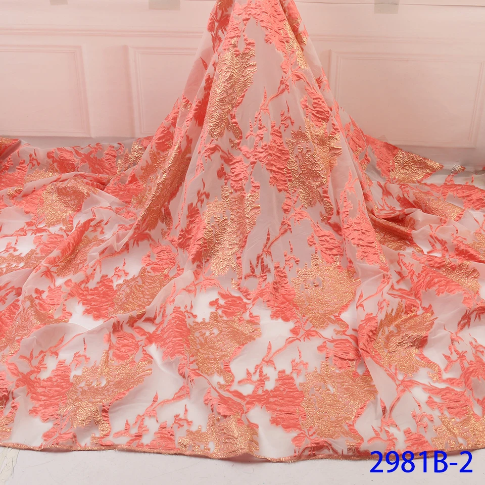 Hot Sale Style African Brocade Lace Fabric High Quality Jacquard Fabric African Lace For Women Nigerian Lace Material GD2981B-4