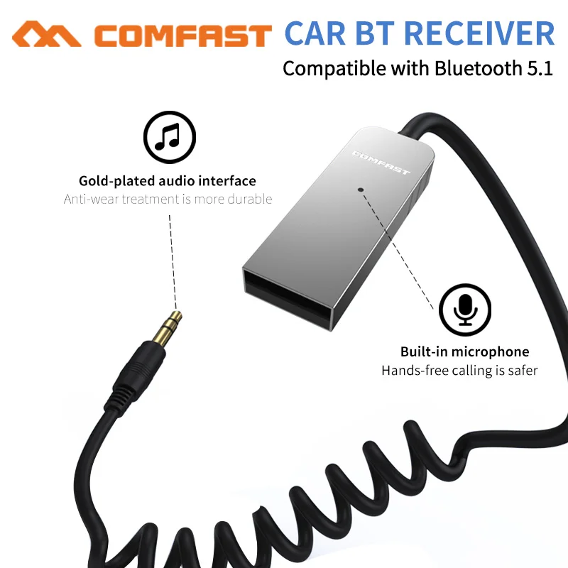 COMFAST автомобильный Aux Bluetooth адаптер беспроводной BT5.1 приемник передатчик ключ 3,5 мм разъем для автомобиля аудио Музыка микрофон громкой связи grwibeou bluetooth 5 0 передатчик приемник 2 в 1 разъем беспроводной адаптер 3 5 мм аудио aux адаптер для автомобиля аудио музыка