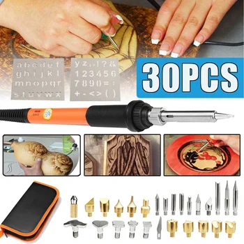 

30Pcs 60W 220V Electric Soldering Iron Set Temperature Adjustable Rework Station Heat Pencil Tips Storage Bag Repair Tool