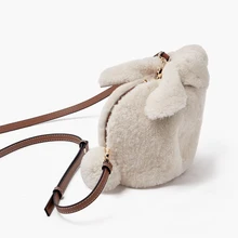 Новая Оригинальная женская сумка через плечо из овечьей шерсти, Сумка с кроликом, простая сумка из натуральной кожи для мобильного телефона GN-SB-zptzjy