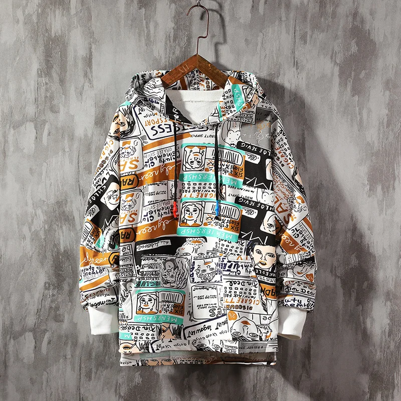 Мужские зимние толстовки Мужская Весенняя толстовка с рисунком граффити в стиле
