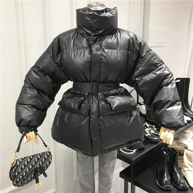 Gagarich Winter Parkas Women New Style High-quality Loose-line Belt Waist Long Sleeve Solid Plus Size Warm Coat