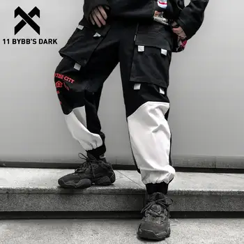 

11 BYBB'S DARK Patchwork Ribbon Hip Hop Cargo Pants 2020 Harajuku Streetwear Elastic Waist Jogger Casual Harem Track Trousers