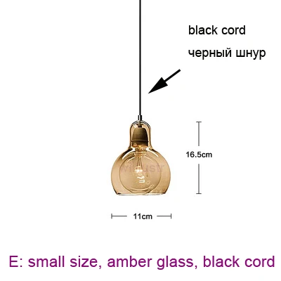 Мега лампочка, подвесной светильник, скандинавский светильник, современный и традиционный, прозрачный Янтарный дымный рот, выдувное стекло, светильник для ресторана, кухни, кафе, бара, s - Цвет корпуса: E