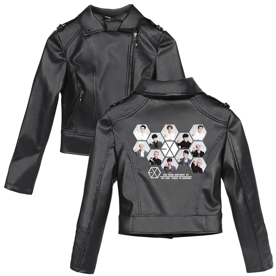 EXO PLANET#5 Новая женская куртка из искусственной кожи EXO PLANET#5, цветная верхняя одежда на молнии, куртка, новинка, зимнее и осеннее пальто, лидер продаж
