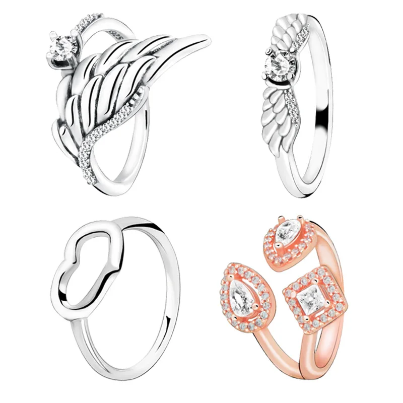 

2019 New Authentic 925 Sterling Silver Geometric Shapes Rings for Women Engagement Jewelry Anniversary