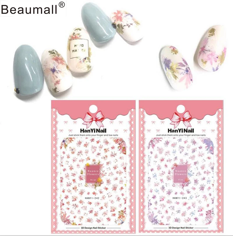 

Florals Patterns! Nails Art Manicure Back Glue Decal Decorations Design Nail Sticker For Nails Tips Beauty