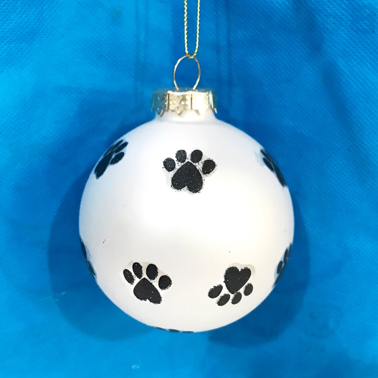 Christmas tree decorations glass creative pendants festive gifts foreign trade 8cm small palm print alphabet ball