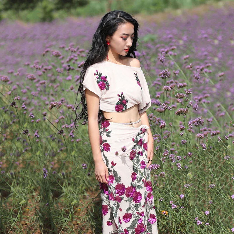 Женский костюм для танца живота комплект из 2 предметов тренировочная одежда топ