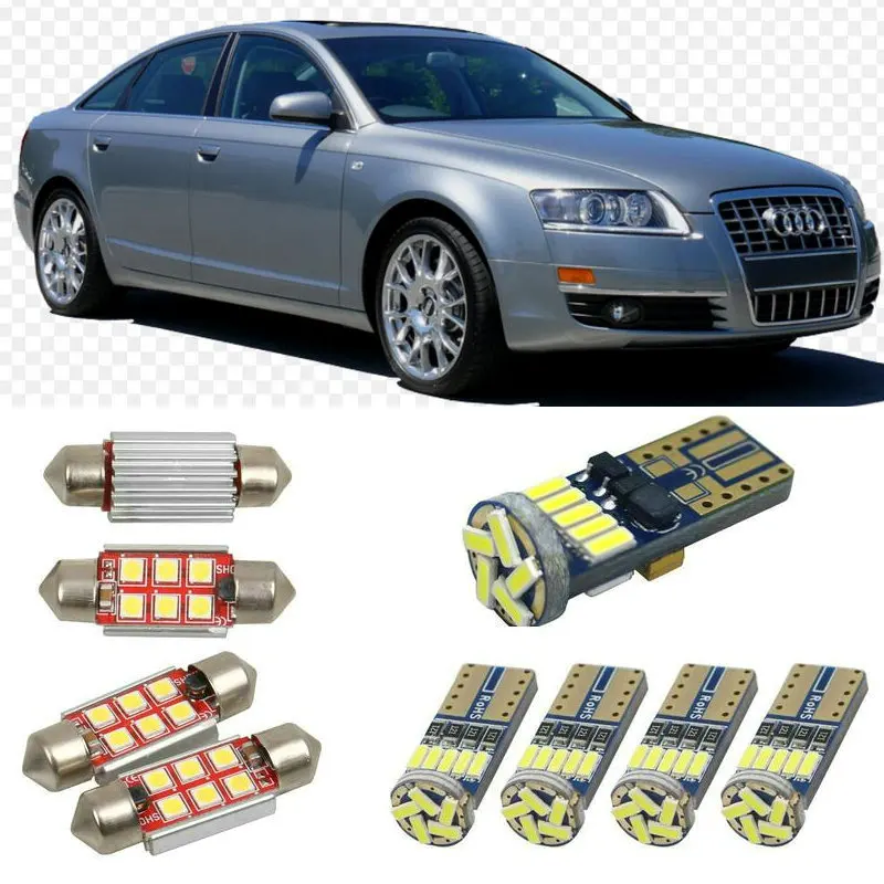 Interior led Car lights For audi A6 4f2 c6 sedan Reading dome bulbs for cars error free License Plate Light 14pc/lot | Автомобили и