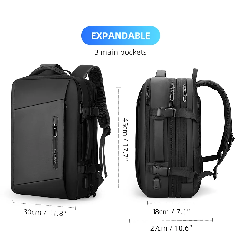 Mark Ryden 17 inch Laptop Backpack Raincoat Male Bag USB Recharging Multi-layer Space Travel Male Bag Anti-thief Mochila