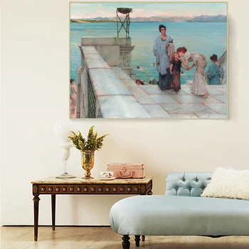 

Citon Lawrence Alma-Tadema《A kiss》Canvas Oil Painting Artwork Poster Picture Modern Wall Decor Home Living room Decoration