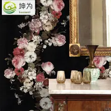 10 м* 0,53 м ретро в европейском и американском стиле сад цветочные обои 3D стерео черный узор ПВХ веранда коридор ТВ фоне кирпичной стены бумаги