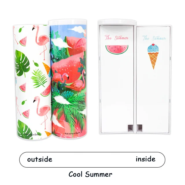 Cool summer day NBX Long style pencil cases box with calculator Suitable for use in boys Useful Anti-fall health With small mirror pen box Gifts - Цвет: Cool summer day