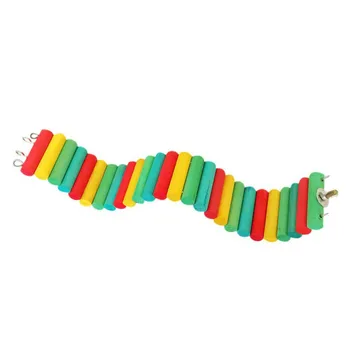 

Bird Rainbow Wooden Pet Ladder Bridge Stair Gerbil Hamster Parrot Rodent Rat Toys For Parrot Bird Cage Accessories