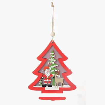 

11*10M Christmas tree pendant Wood Lamp Christmas Shapes DIY Xmas Tree