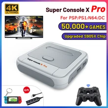 Retro WiFi Super Console X Pro 4K HD TV Video Game Consoles For PS1/PSP/N64/DC With 50000+ Games With 2.4G Wireless Controllers