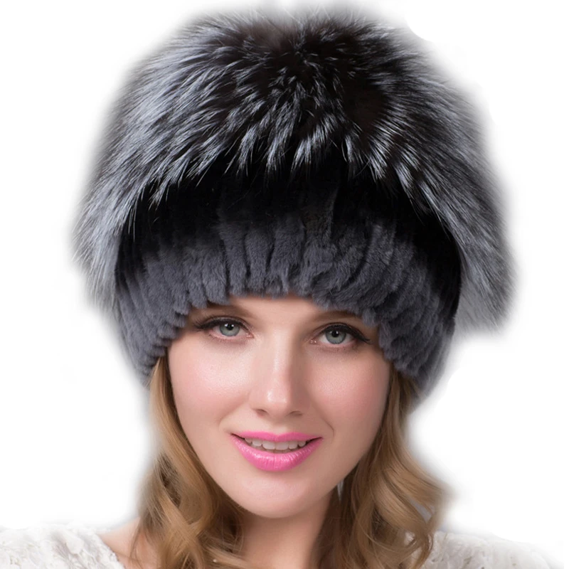 

New Rex Rabbit Fur Hat Casual All Around Rex Rabbit Fur Hat Wide Hand Sewn Side Flower Baotou Hat M204