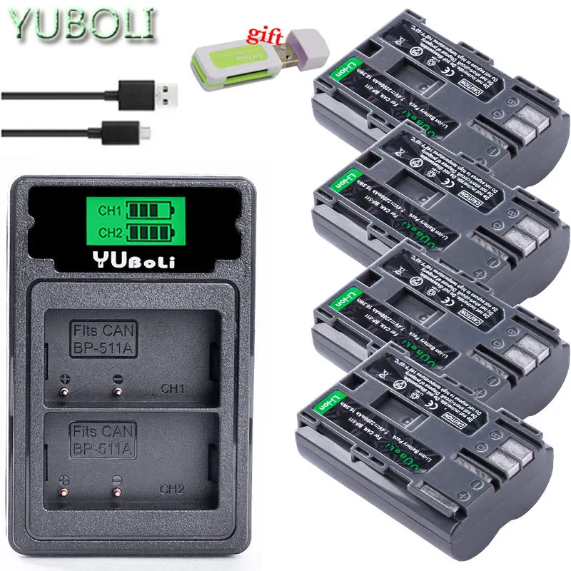 

BP 511 BP511 BP-511 BP511A Digital Camera Battery For Canon EOS 40D 300D 5D 20D 30D 50D 10D D60 G6 Batteries
