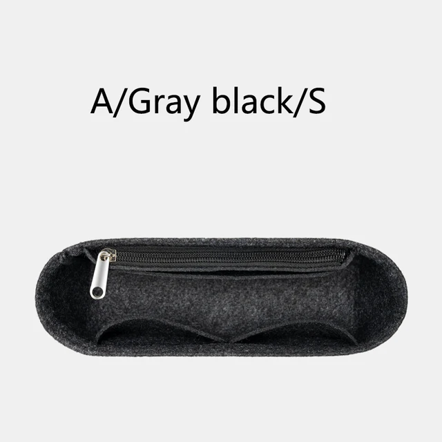 BAMADER Insert Handbag Women Makeup Organiser Felt Insert Bag liner Travel Organizer Portable Cosmetic Bag Shaper For Neonoe A.Gray black.S