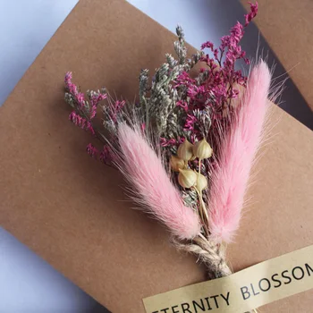 

1pc Eucalyptus Dried Flowers Greeting Card Artificial Flower Kraft Card Bouquet Folding Valentine's Day Decor Gifts Scrapbooking