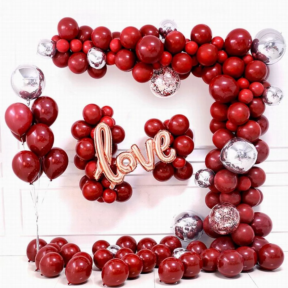 Decoration De Ballons Rouge Rubis En Arc 125 Pieces Guirlande En Guirlande Romantique Decoration De Chambre Decoration En Guirlande Rouge Rubis Pour Anniversaire Aliexpress