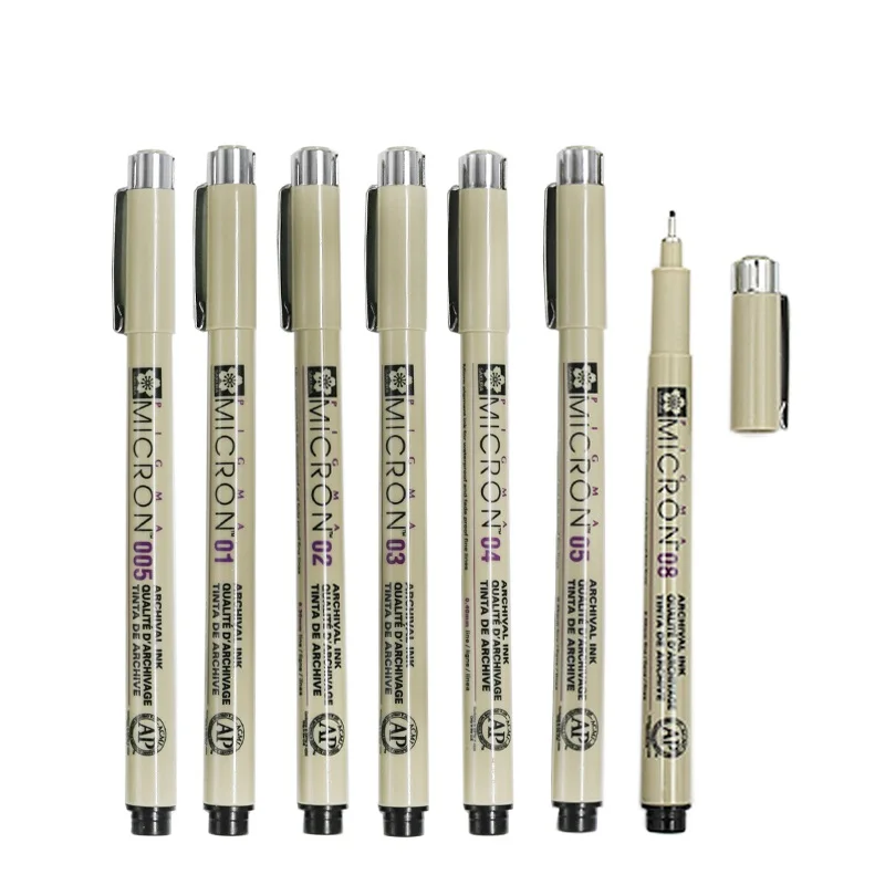 7 шт./лот Sakura Pigma Micron игла для рисования эскизов Мультяшные чернила архива гелевая